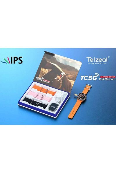 TELZEAL TC5G Smart Watch with 3 Straps, SIM Card Support, Google Play Support for All Apps, 64GB