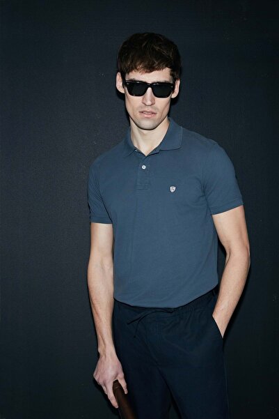 Lufian 111040206 Laon Smart Polo T-Shirt Ανδρικό T-Shirt ΑΝΘΡΑΚΙΤΙΚΟ