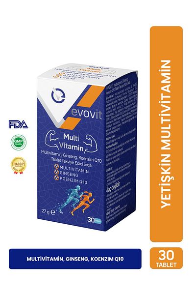 EVOPHARMA Evovit 30 Tablets |   Multivitamin and Mineral, Ginseng, Coenzyme Q10