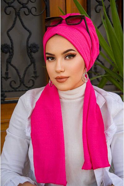 Aişe tesettür Fuchsia Crinkle Scarf Bonnet
