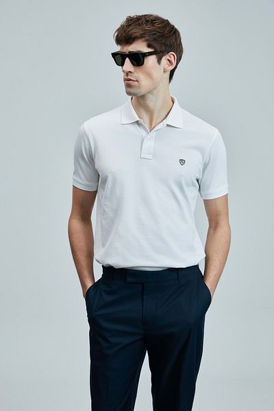 Lufian 111040206 Laon Smart Polo Neck T-shirt Ανδρικό μπλουζάκι λευκό