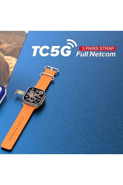 TELZEAL TC5G Smart Watch with 3 Straps, SIM Card Support, Google Play Support for All Apps, 64GB