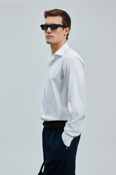 Lufian 111010636 Next Lyocell Karışımlı Gömlek Regular Fit Erkek Gömlek BEYAZ