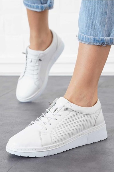 Venüs Livon Genuine Leather Orthopedic Women's Casual Shoes White