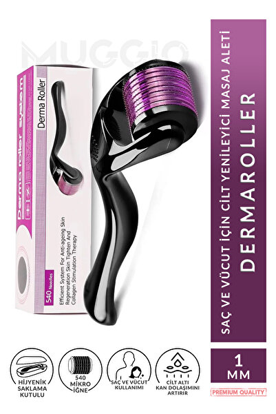 Muggio Titanyum Uçlu DermaRoller 1 mm Cilt Yüz Vücut Saç Yenileme Masaj Aleti
