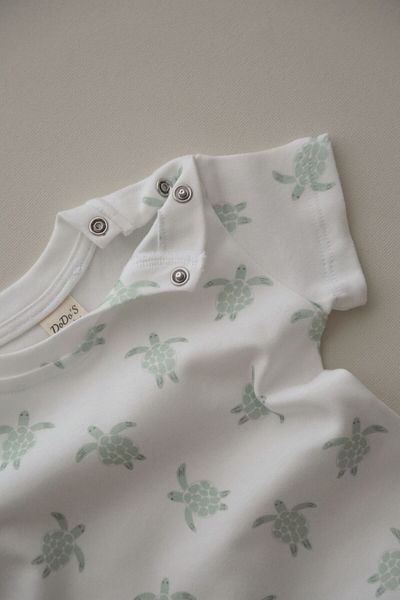 DoDo'S Baby Turtle Patterned Organic Baby Bodysuit – Short Sleeve Unisex Body