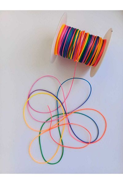 Eskişehir hobi sanat 1Mm 20Meters Πολύχρωμο Χρώμα Ουράνιο Τόξο Σχοινί Μακραμέ Βραχιόλι Κολιέ Κοσμήματα Σχέδιο Πλεξούδα Μαλλιών Σχοινί