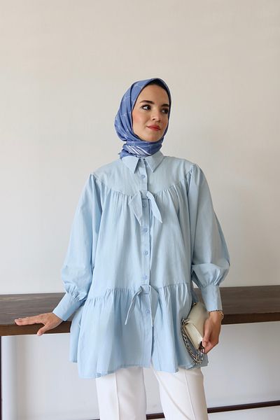 MOONSC Πουκάμισο Hijab - Λεπτομερές φιόγκο