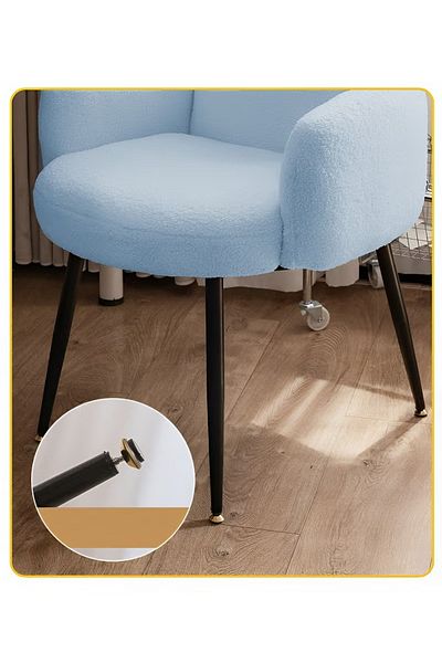 Taimi Boucle Fabric Chair with Arms, Comfortable Backrest and Metal Legs, Makeup Chair - White
