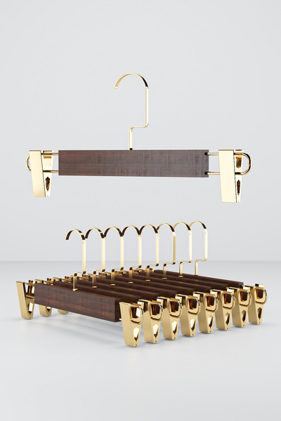 Onouqo Pants Hanger 12 Pieces, Wooden Pegs for Skirts and Clothes 1St Quality Ultra Luxury