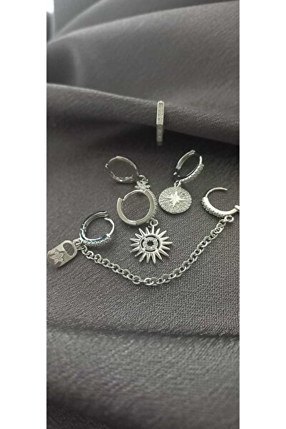 stainless steell 6'lı Halka Çelik Küpe Seti