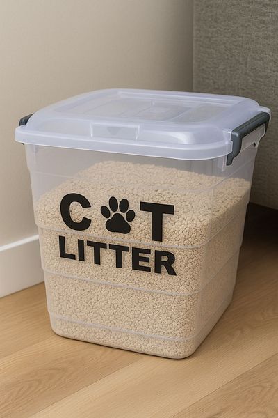 DEEMBRO 10 LT Capacity Cat Litter Storage Container Box Empty Cat Litter Storage Container Dimensions: 26 x 24 x 27