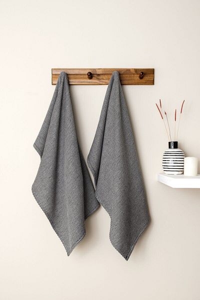 Denizli Concept Black 2-Piece Likya Peşkir 43X80 cm - Highly Absorbent Hand/Face Towel - Multi-Purpose