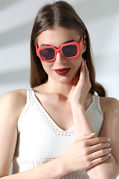 Lozzo Women's Square Pink Colored Glass Matte Sunglasses Waiter Size 23047 C35 m