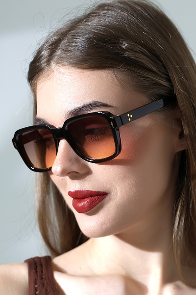 Lozzo نظارة شمسية نسائية مربعة الشكل باللون البني UV400 23023 c3