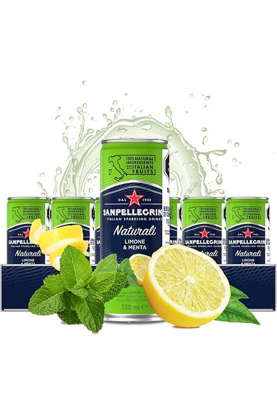 San Pellegrino Tastefully Light Sparkling Drink 24x330ml (Limone E Menta - Lemon & Mint)