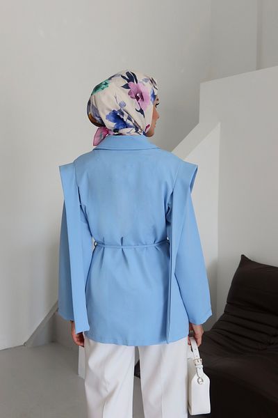 HENZA Μπλε Blazer Jacket - Μέση δεμένη