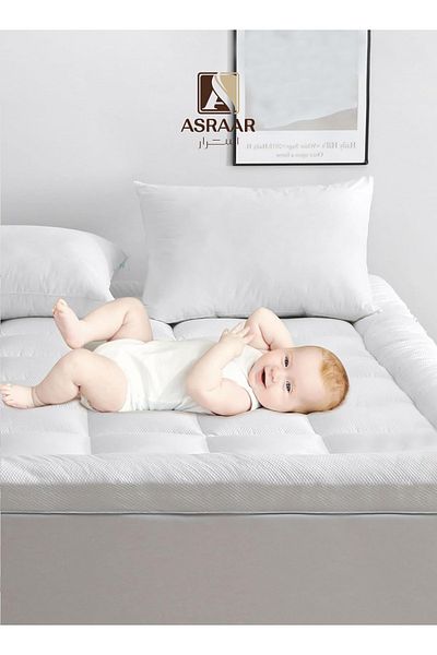 Asraar Velouria|Microfiber Mattress Topper 8cm-Soft, Fluffy, Breathable Pad for Comfort & Support120x200cm
