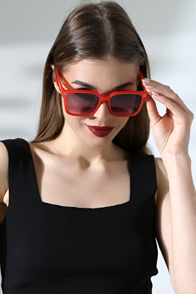 Lozzo Women's Accessory Square Red Sunglasses 23002 C9