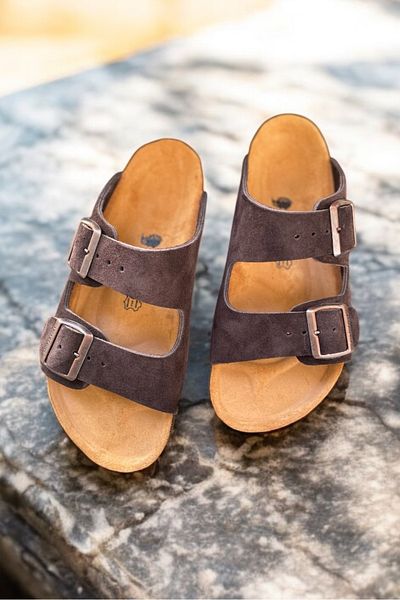 Land of Cork Anatomical Natural Cork Sole Suede Leather Slippers