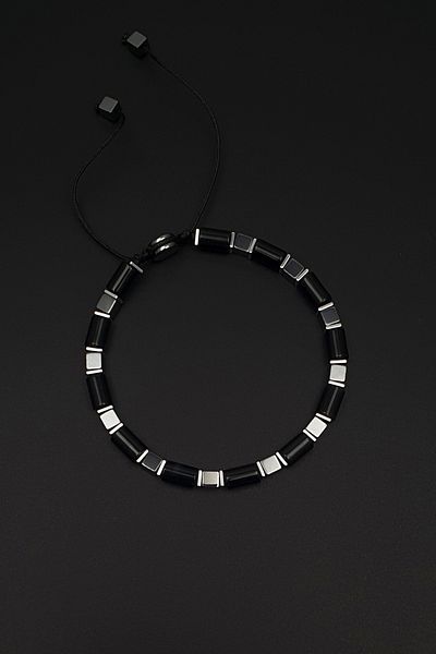 Seven Art Jewelry Natural Stone Bracelet, Black Hematite and Agate Stone Macrame Bracelet, Men's Bracelet, Women's Bracelet