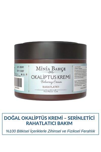 Minia Bahçe Bitki ve Sanat Atölyesi Eucalyptus Cream – 100% Natural, Refreshing and Stress Relieving Care Cream, 50 ml