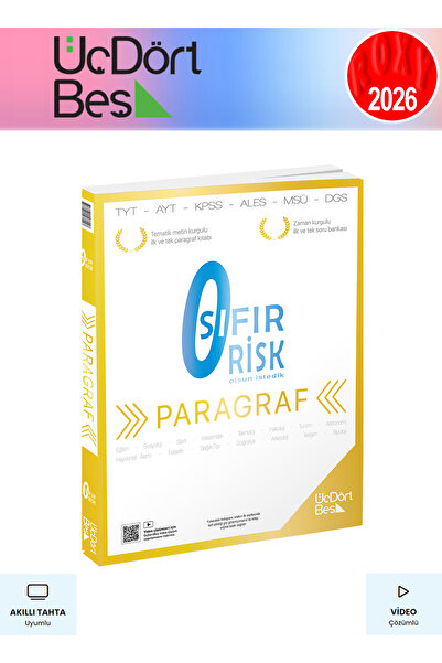 Üç Dört Beş Yayıncılık Üç Dört Beş 2025 Yks Tyt Ayt Kpss Paragraf Sıfır Risk ...