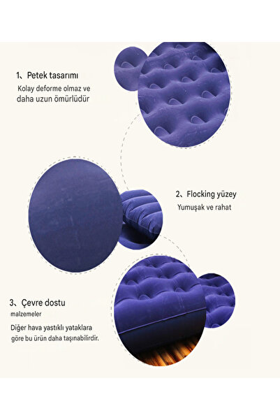 Havana Çift Kişilik Şişme Yatak Kamp Seti Kamp Yatağı Tatil Plaj Şişme Yatak