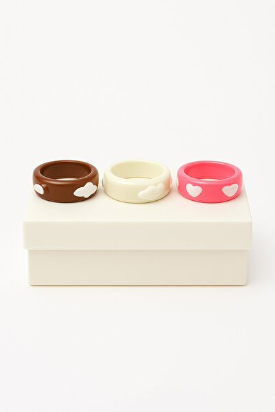 MakeWell مجموعات خواتم مكونة من 3 قطع مع حلقات على شكل سحابة باللون الأرجواني...