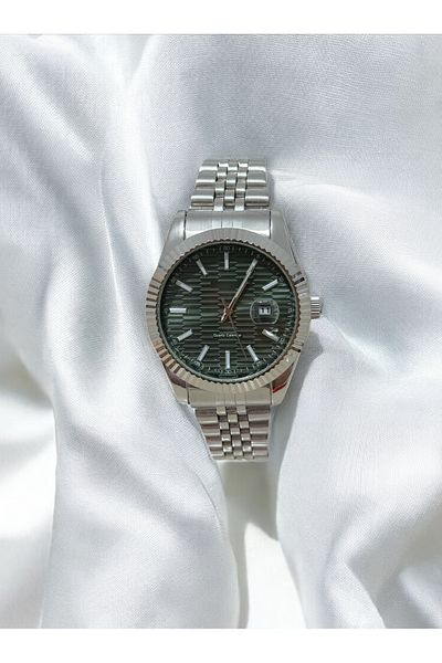 MAC CENTER Steel Men's Wristwatch-Gift Package Made-Steel Men's Wristwatch-Steel Band-Green Model
