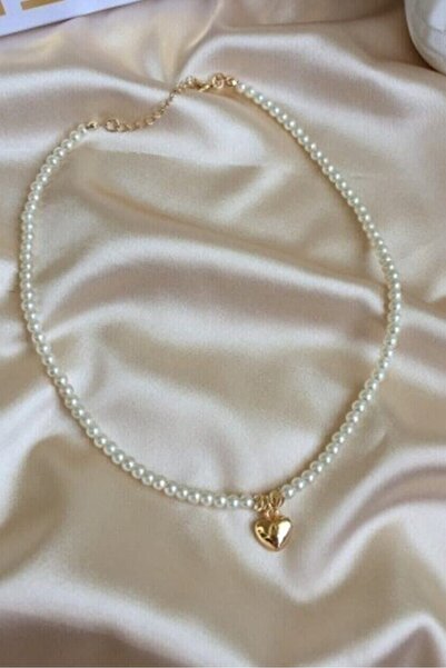 fullcontrol Kadın Incili Altın Kaplama Kalp Sevgi Kolye