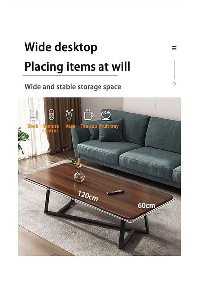 Luxury Home Rectangular Coffee Table with Steel Frame and Large Elegant Desktop EI-204