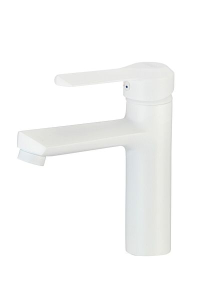 PLOTO Pluto Short White Basin Mixer with Hose and Lever