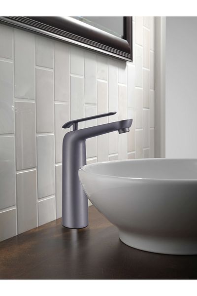 PLOTO Tall gray basin mixer with hoses and hoses