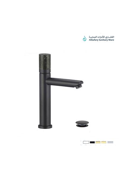 PLOTO Pluto black basin mixer with black handle