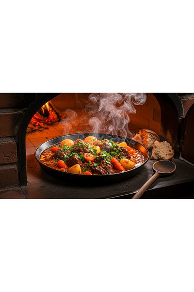 COOK-LAB 20-30-40 cm Set of 3 Black Glossy Enamel Round Oven Trays