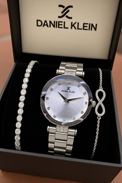 Daniel Klein Gümüş Renk- Orijinal- Kesme Cam -kadın Kol Saati - Sonsuzluk- Su Yolu Bileklik- Hediye