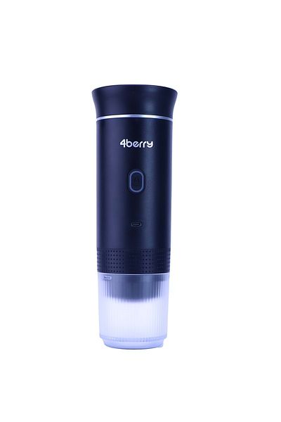 4Berry Portable Coffee Maker – USB Charging, Capsule and Ground Coffee Compatible, One-Touch Brewing Black