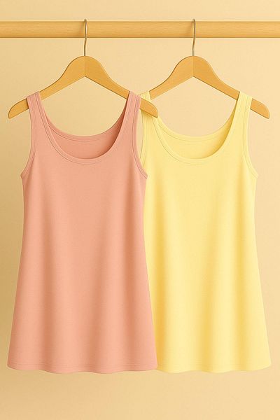 COTENCONCEPT 2 Pieces A-Line Cotton Thick Strap Athlete T-Shirt