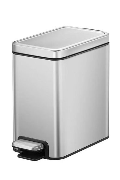 EKO Stella Slim 10l Pedal Trash Bin – Brushed Stainless Steel, Soft-close, Fingerprint-resistant