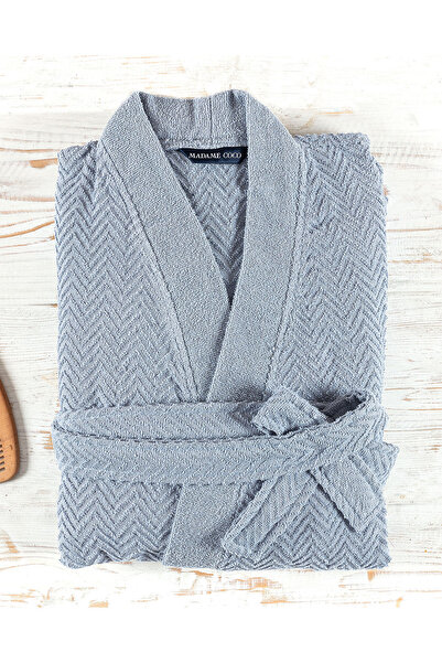 Madame Coco Nicola Kimono %100 Pamuk Erkek Bornoz - Mavi