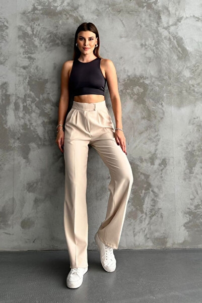 Balenbi Γυναικείο παντελόνι Palazzo Double Crepe Lycra Velcro Closure 1103