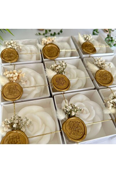 MoreAndMoreCandles Kişiye Özel Soya Gül Mum – Düğün, Nikah, Mevlid, Nişan, Kına, Doğum Günü, Bebek Hediye (10 ADET)