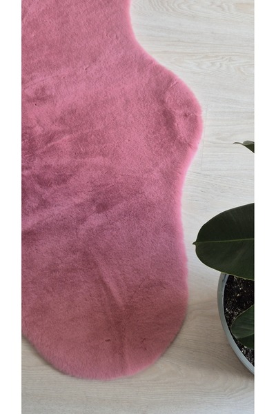 Saray Life Tavşan Tüyü Peluş Süet Tabanlı Post Pembe Renk Ultra Yumuşak Post ...