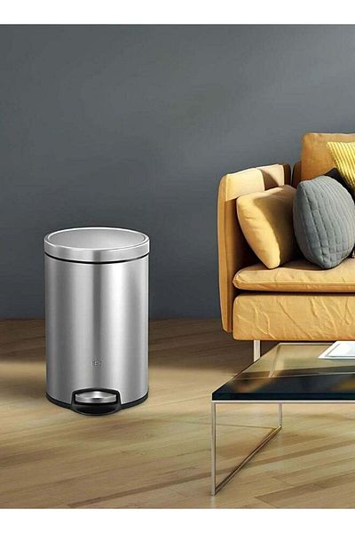 EKO Eva Series | 5l Brushed Stainless Steel Pedal Trash Bin | Soft-closing & Fingerprint-resistant