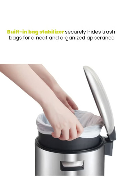 EKO Belle Series | 5l Brushed Stainless Steel Pedal Trash Bin | Soft-closing & Fingerprint-resistant