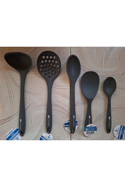 EMPA A V M Ivory Fireproof Non-Stick 5-Piece Spoon Ladle Colander Set