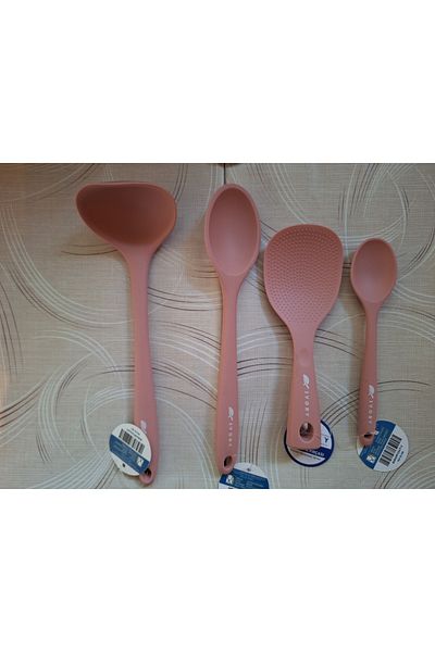 EMPA A V M Ivory Fireproof Non-Stick 4-Piece Self-Standing Rice Spoon with Spoon Set