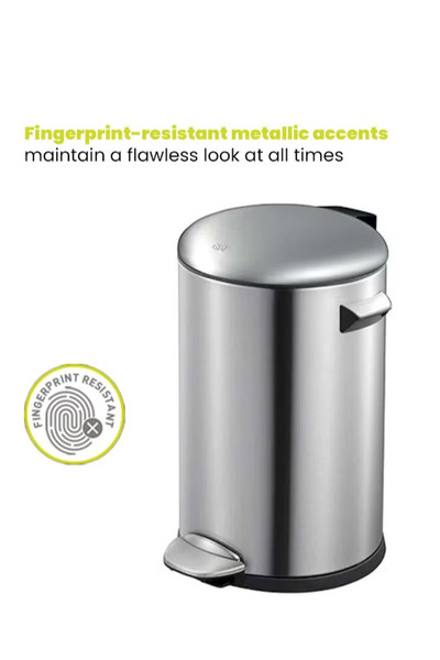 EKO Belle Series | 5l Brushed Stainless Steel Pedal Trash Bin | Soft-closing & Fingerprint-resistant