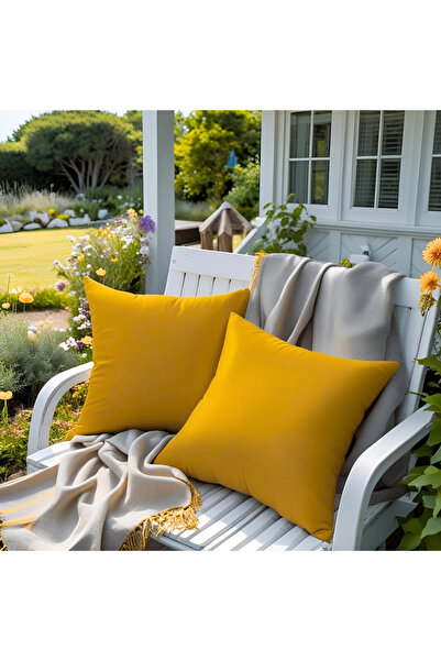 Bc Home 2'li Hardal Rengi Dekoratif Kırlent Kılıfı Düz Sade, Yumuşak Dokulu K...